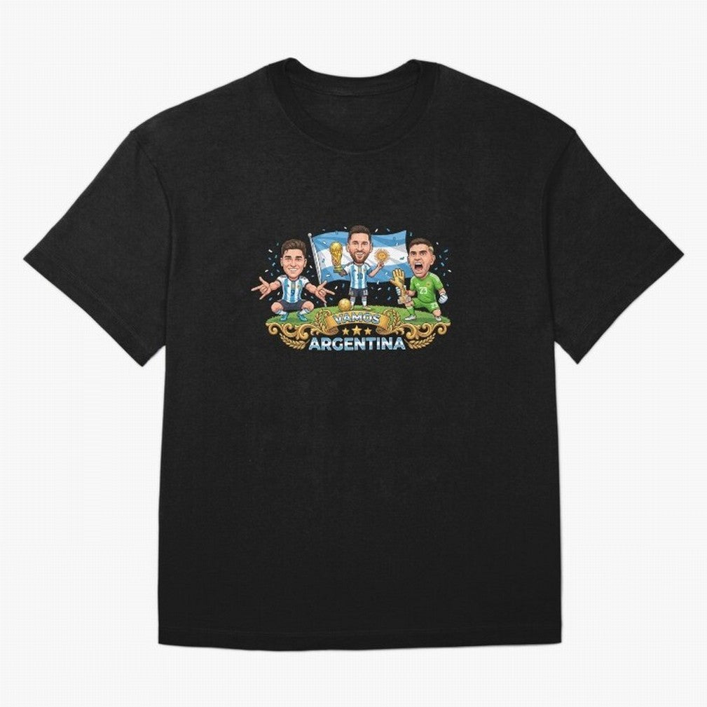 Argentina World Champions Messi Cartoon Classic T-Shirt Represent Fans Who Live for Match Day Hype around FIFA World Cup 2026, Messi, Neymar and Mbappe, Spain, Soccer Culture, Superstar Moments, National Team Dreams and Competitive Fire; Made for