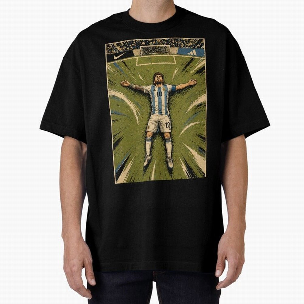 Messi Argentine Football Legend Celebration Poster | Vintage Comic Soccer Champion Art Classic T-Shirt Join the Global Buzz around Global Football Passion for FIFA World Cup 2026 Group Stage, Highlighting Messi, CR7 and Mbappe, Portugal, Spain and