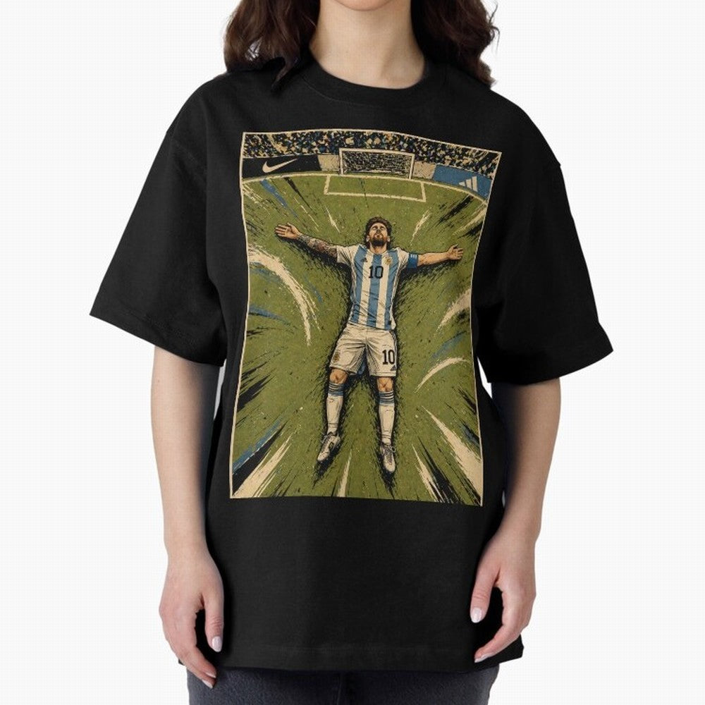 Messi Argentine Football Legend Celebration Poster | Vintage Comic Soccer Champion Art Classic T-Shirt Join the Global Buzz around Global Football Passion for FIFA World Cup 2026 Group Stage, Highlighting Messi, CR7 and Mbappe, Portugal, Spain and