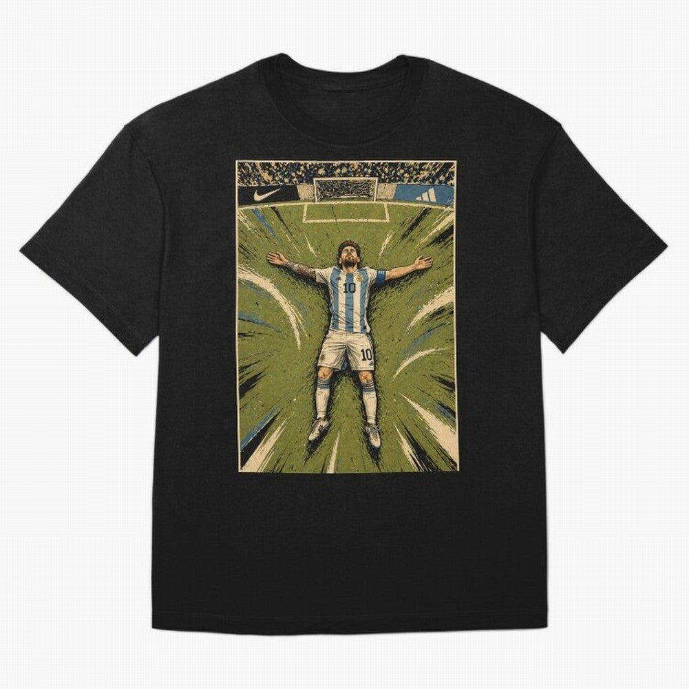 Messi Argentine Football Legend Celebration Poster | Vintage Comic Soccer Champion Art Classic T-Shirt Join the Global Buzz around Global Football Passion for FIFA World Cup 2026 Group Stage, Highlighting Messi, CR7 and Mbappe, Portugal, Spain and