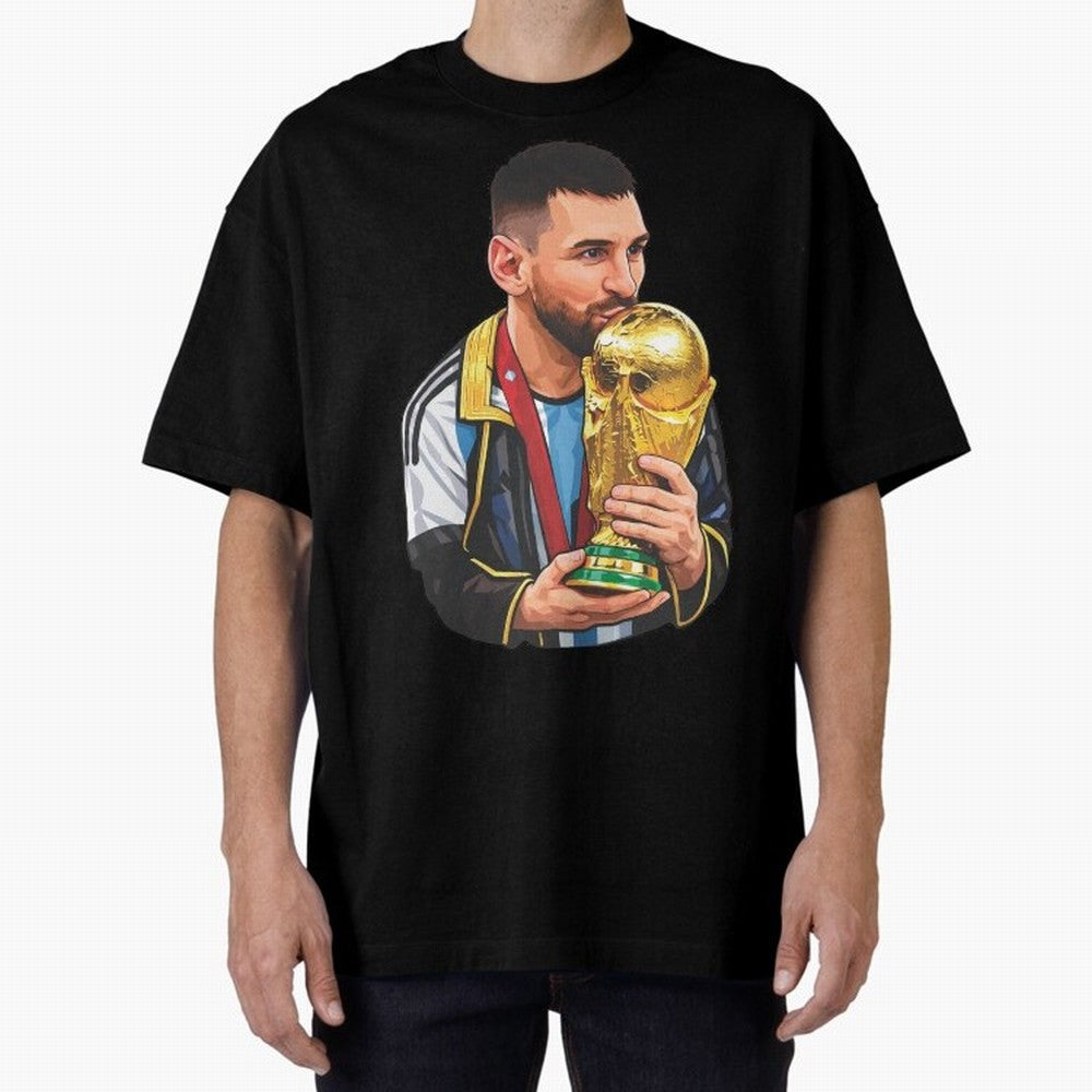 Messi celebrating the 2022 World Cup victory Classic T-Shirt Cheer for Global Football Passion for FIFA World Cup 2026, Connected to Mbappe and Neymar, Brazil, Portugal and Argentina, Vintage Soccer Flavor, Modern Football Stars, National Flags and