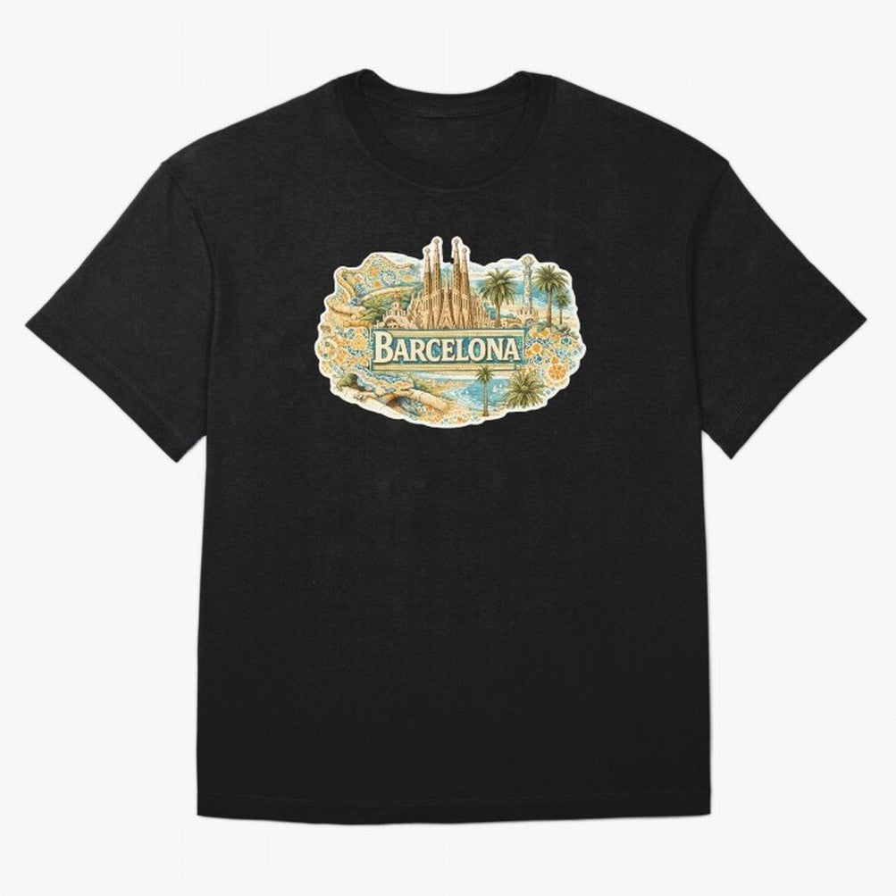 Barcelona Souvenir Sagrada Familia and Mosaic Design Oversized T-Shirt Mark FIFA World Cup 2026 Spirit, Capturing Germany, Neymar, Supporter Pride, Iconic Celebrations, Legendary Names and Global Match Day Energy; Perfect for People Who Love