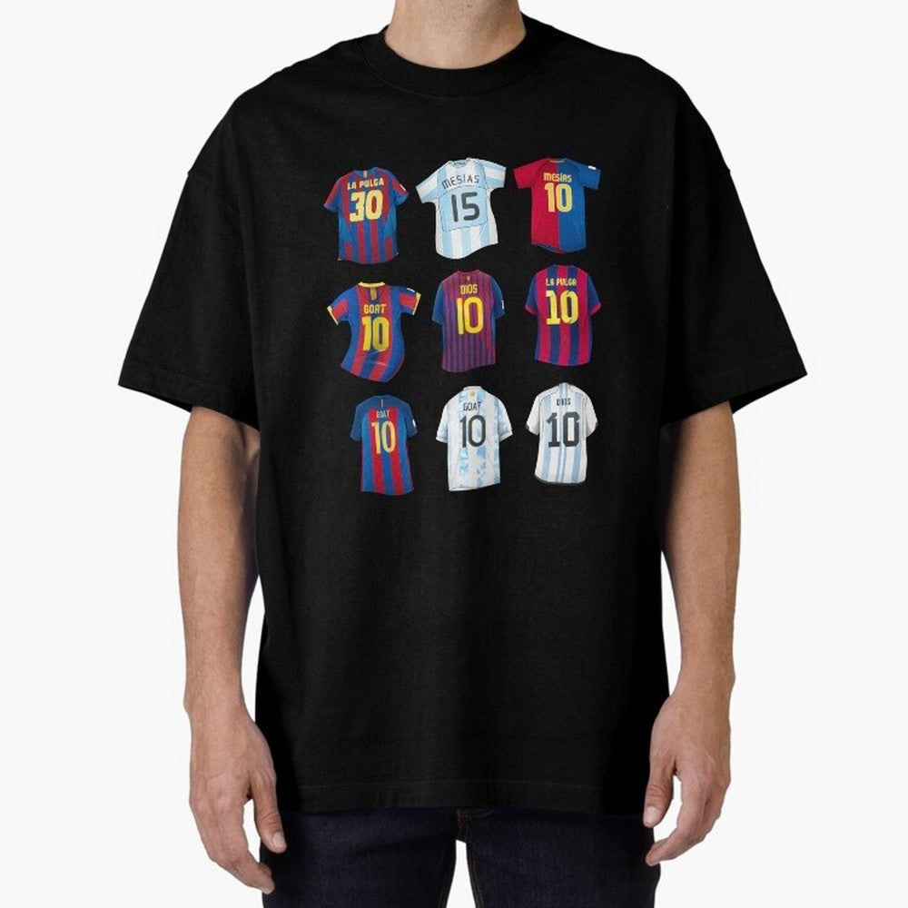 Messi Era Football Jerseys Oversized T-Shirt Show Your Love for Global Football Passion for FIFA World Cup 2026, Driven by CR7 and Messi, England, Football Festival Excitement, Trophy Ambitions, Country Rivalries and Star Player Buzz; Great for