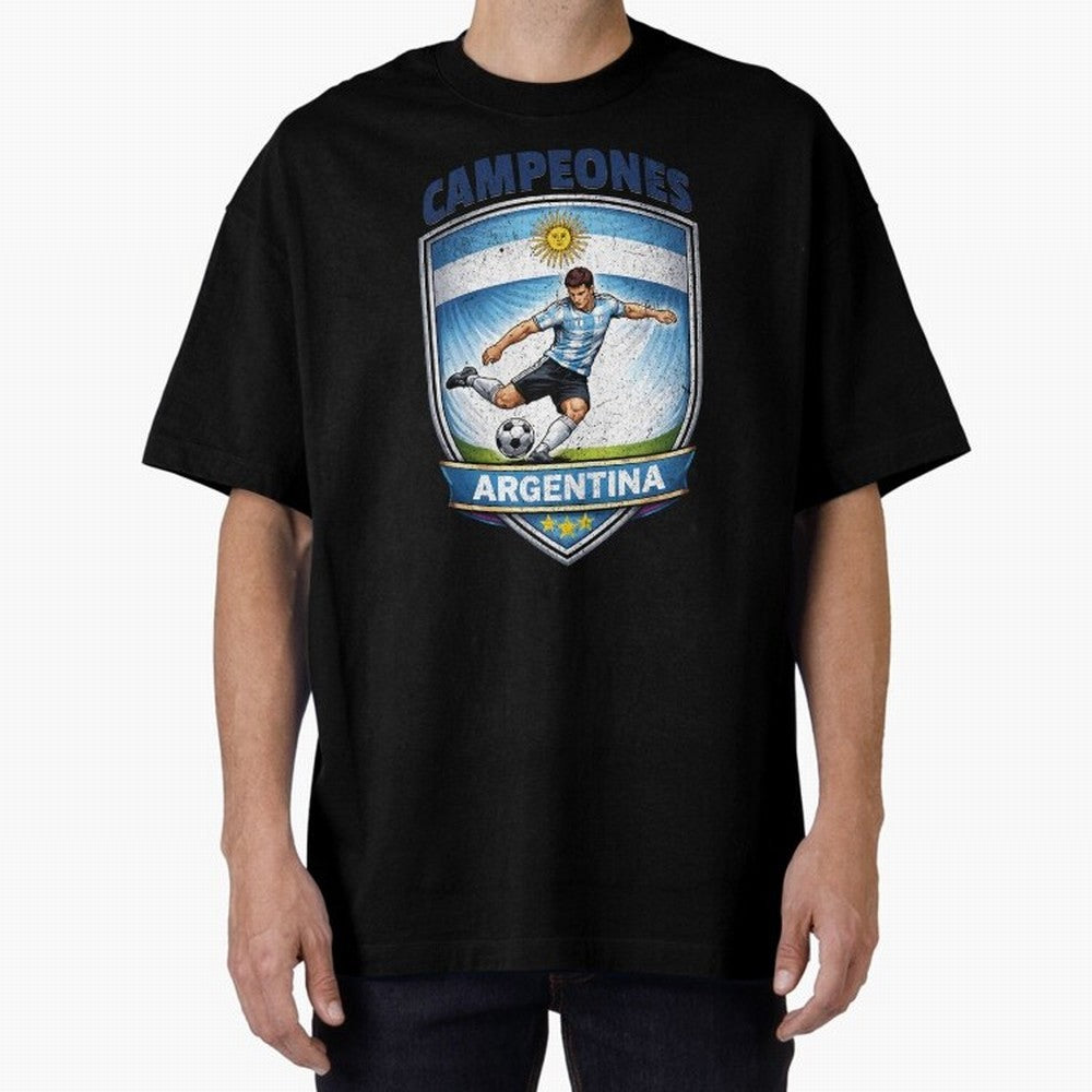 Argentina Vintage Soccer Badge - Campeones 3 Stars Essential T-Shirt Celebrate the Biggest Stage of Match Day Hype around FIFA World Cup 2026 Group Stage, Haaland and Mbappe, Portugal, Spain and Germany, Sports Nostalgia, International Competition,