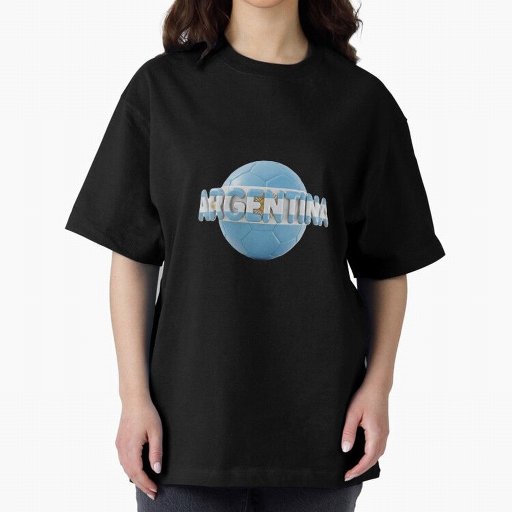 Argentina Soccer World Cup Oversized T-Shirt Feel the Roar of FIFA World Cup 2026 with Messi, Neymar and Mbappe, Argentina, France and Brazil Energy, Championship Spirit, Famous Goals, Roaring Crowds and International Football Unity; Great for
