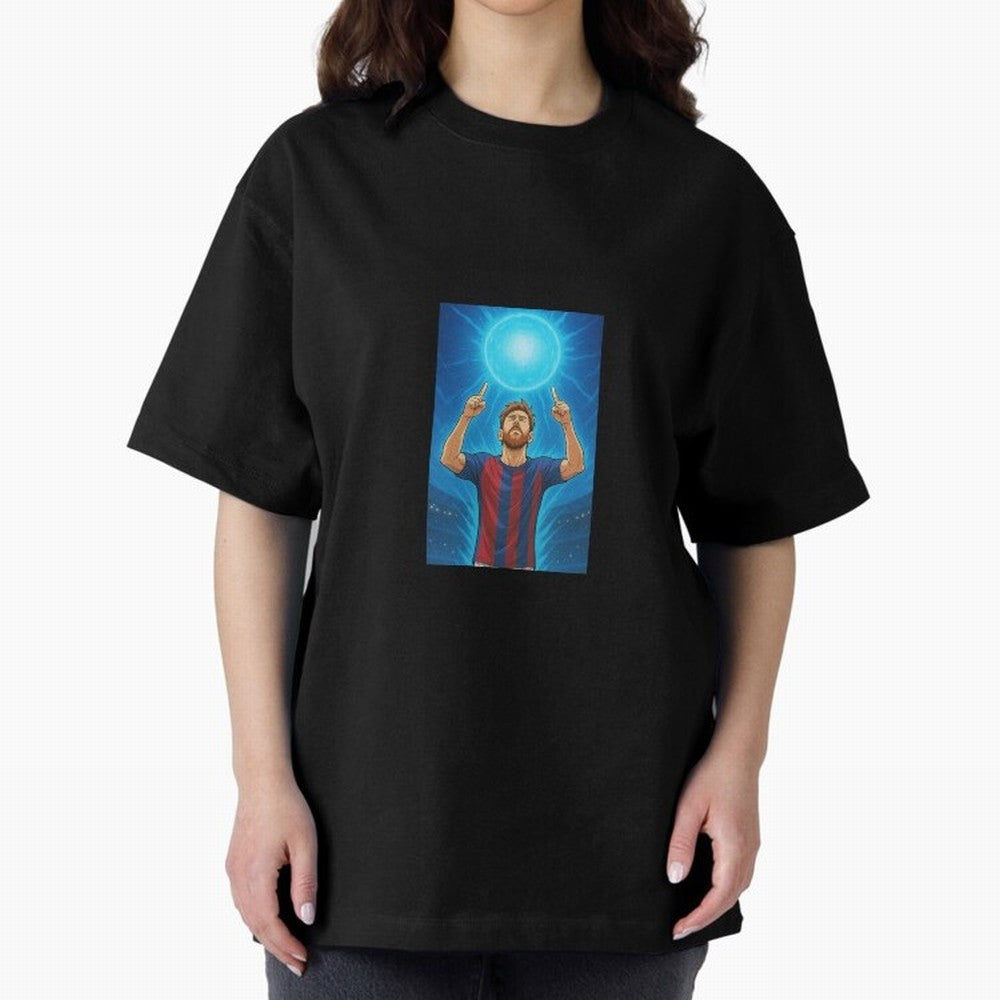 Barcelona Genkidama God Oversized T-Shirt Cheer for the FIFA World Cup 2026 Journey through CR7 and Messi Highlights, Argentina Pride, Sports Nostalgia, International Competition, Famous Players and Unforgettable Victories; Perfect for People Who