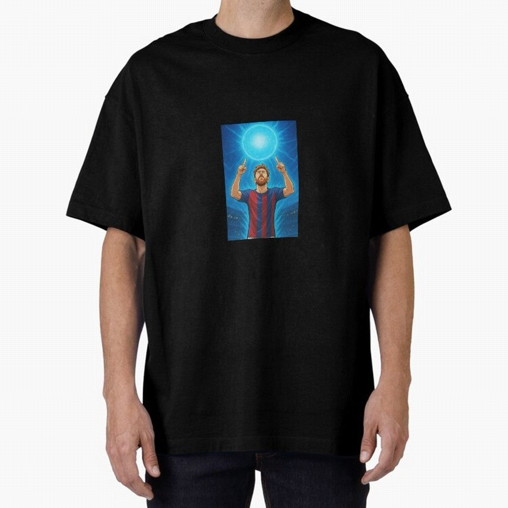 Barcelona Genkidama God Oversized T-Shirt Cheer for the FIFA World Cup 2026 Journey through CR7 and Messi Highlights, Argentina Pride, Sports Nostalgia, International Competition, Famous Players and Unforgettable Victories; Perfect for People Who