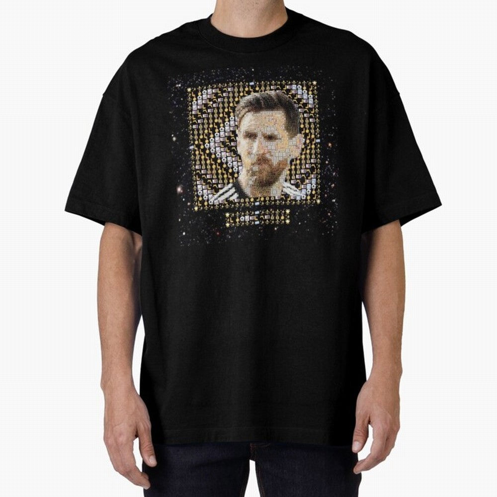 GOAT Emojified ¨C Messi-Inspired Visual Tribute | Legendary Football Grid Art | Iconic Symbolism in Emoji Form Oversized T-Shirt Back Your Heroes with the FIFA World Cup 2026 Group Stage Journey through Cristiano Ronaldo, Haaland and CR7