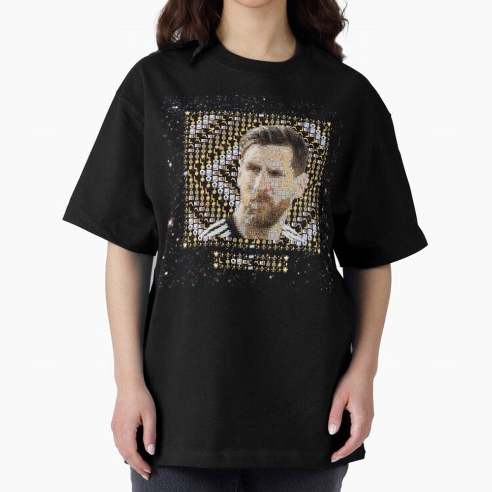 GOAT Emojified ¨C Messi-Inspired Visual Tribute | Legendary Football Grid Art | Iconic Symbolism in Emoji Form Oversized T-Shirt Back Your Heroes with the FIFA World Cup 2026 Group Stage Journey through Cristiano Ronaldo, Haaland and CR7