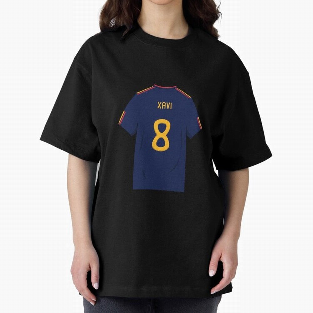 Xavi World Cup 2010 Jersey Oversized T-Shirt Capture FIFA World Cup 2026 USA Canada Mexico Spirit, Featuring Brazil, Cristiano Ronaldo, Haaland and CR7, Championship Spirit, Famous Goals, Roaring Crowds and International Football Unity; Ideal for