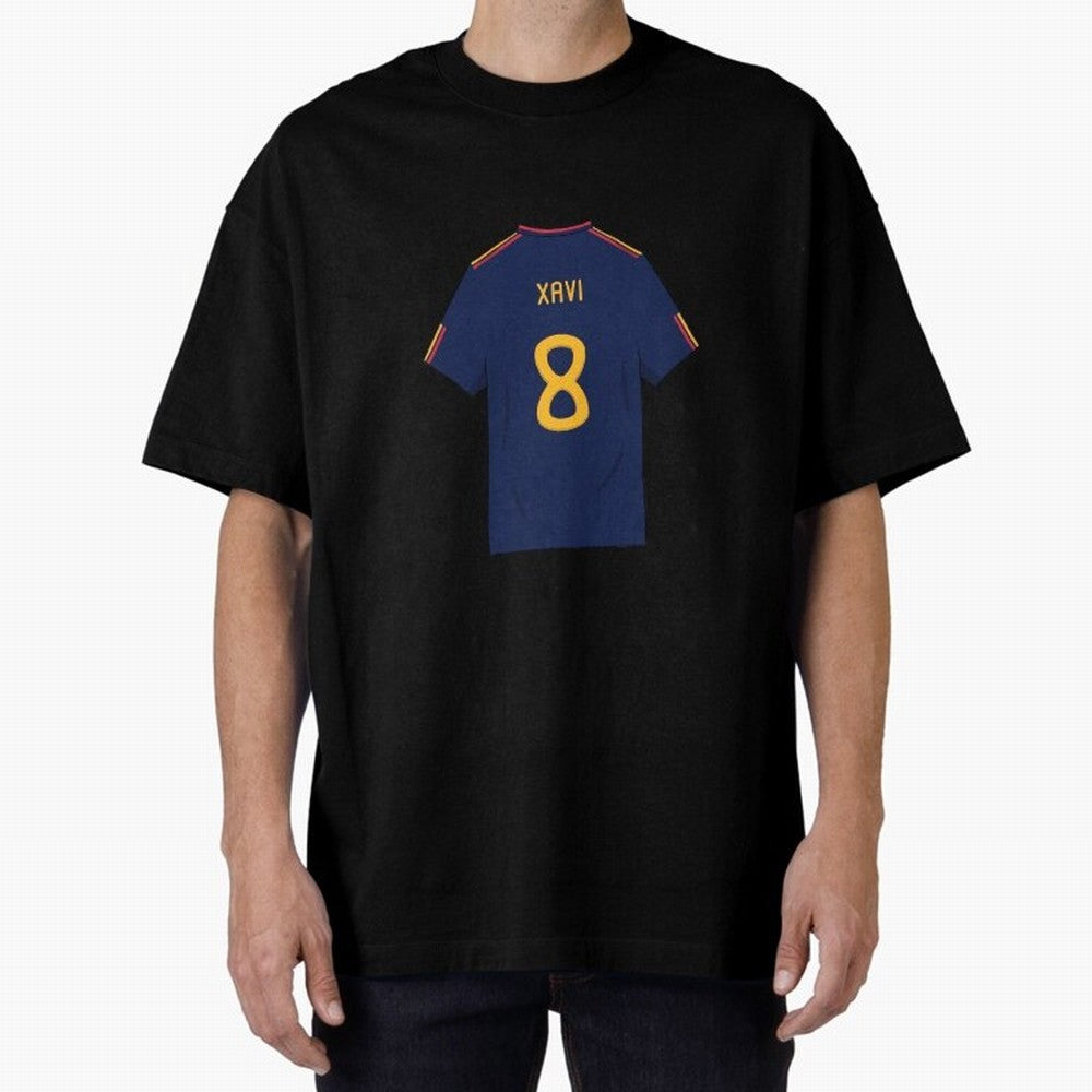 Xavi World Cup 2010 Jersey Oversized T-Shirt Capture FIFA World Cup 2026 USA Canada Mexico Spirit, Featuring Brazil, Cristiano Ronaldo, Haaland and CR7, Championship Spirit, Famous Goals, Roaring Crowds and International Football Unity; Ideal for