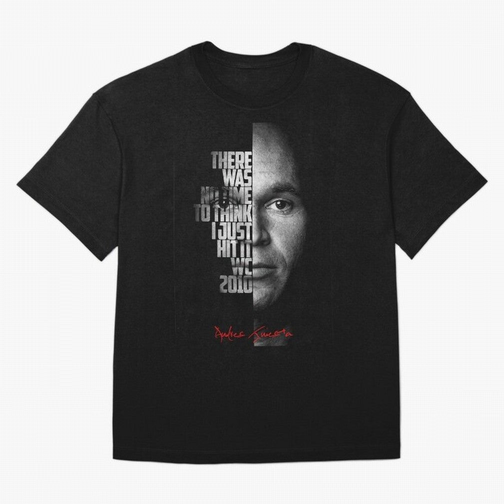 Black and white Andres Iniesta Quote. Classic T-Shirt Follow Every Goal of Global Football Passion for FIFA World Cup 2026 Group Stage, Driven by Messi, Neymar and Mbappe, Argentina, France and Brazil, Vintage Soccer Flavor, Modern Football Stars,