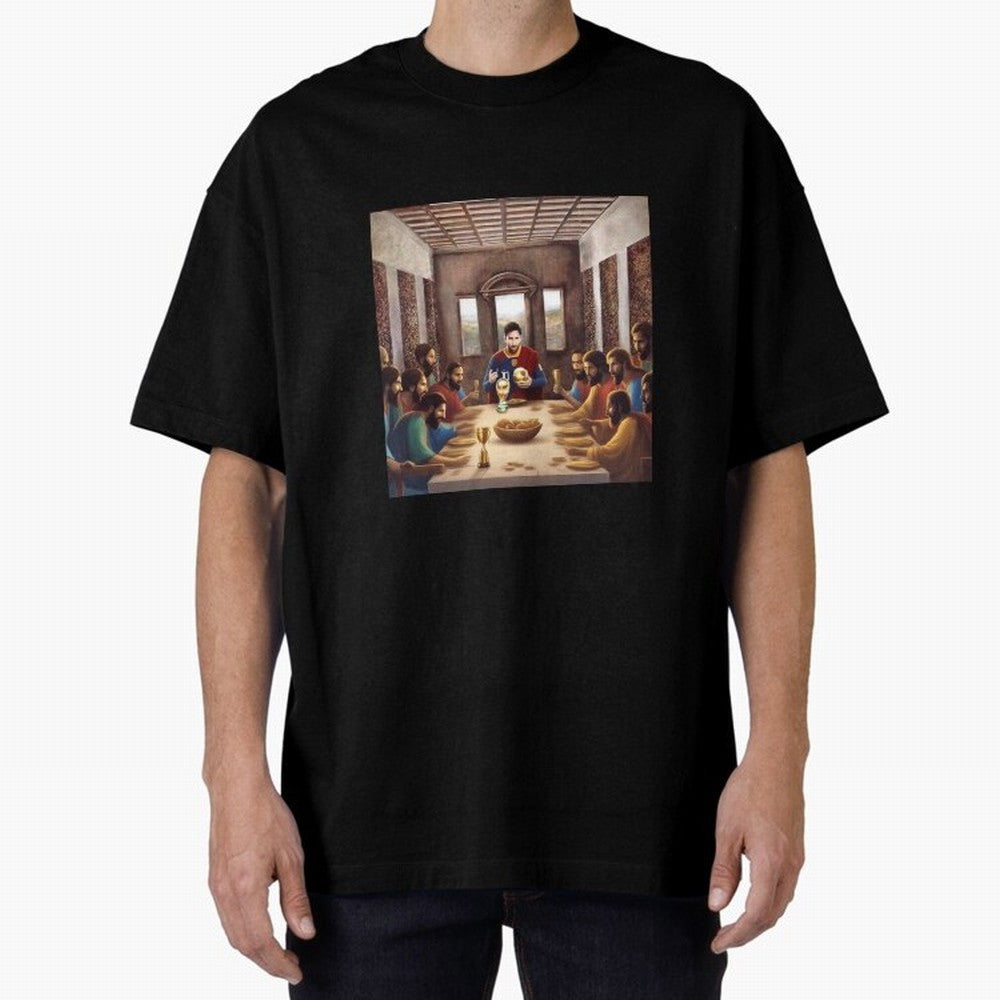 Messi The Last Supper Art Gift Limited Edition Oversized T-Shirt Upgrade Match Day Hype around FIFA World Cup 2026 Group Stage, Haaland, England, Retro Football Energy, Iconic Rivalries, Trophy Chase Drama and Stadium Atmosphere; Built for
