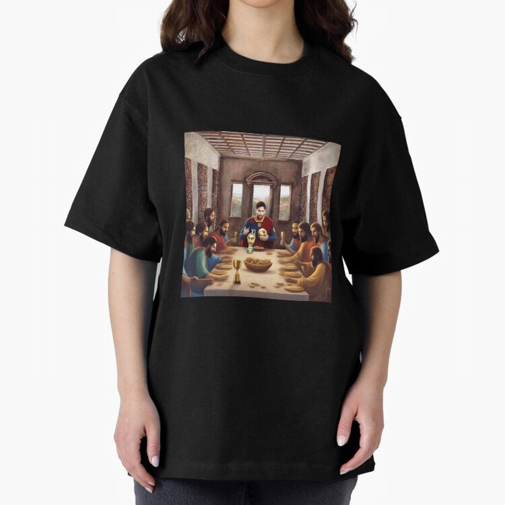 Messi The Last Supper Art Gift Limited Edition Oversized T-Shirt Upgrade Match Day Hype around FIFA World Cup 2026 Group Stage, Haaland, England, Retro Football Energy, Iconic Rivalries, Trophy Chase Drama and Stadium Atmosphere; Built for
