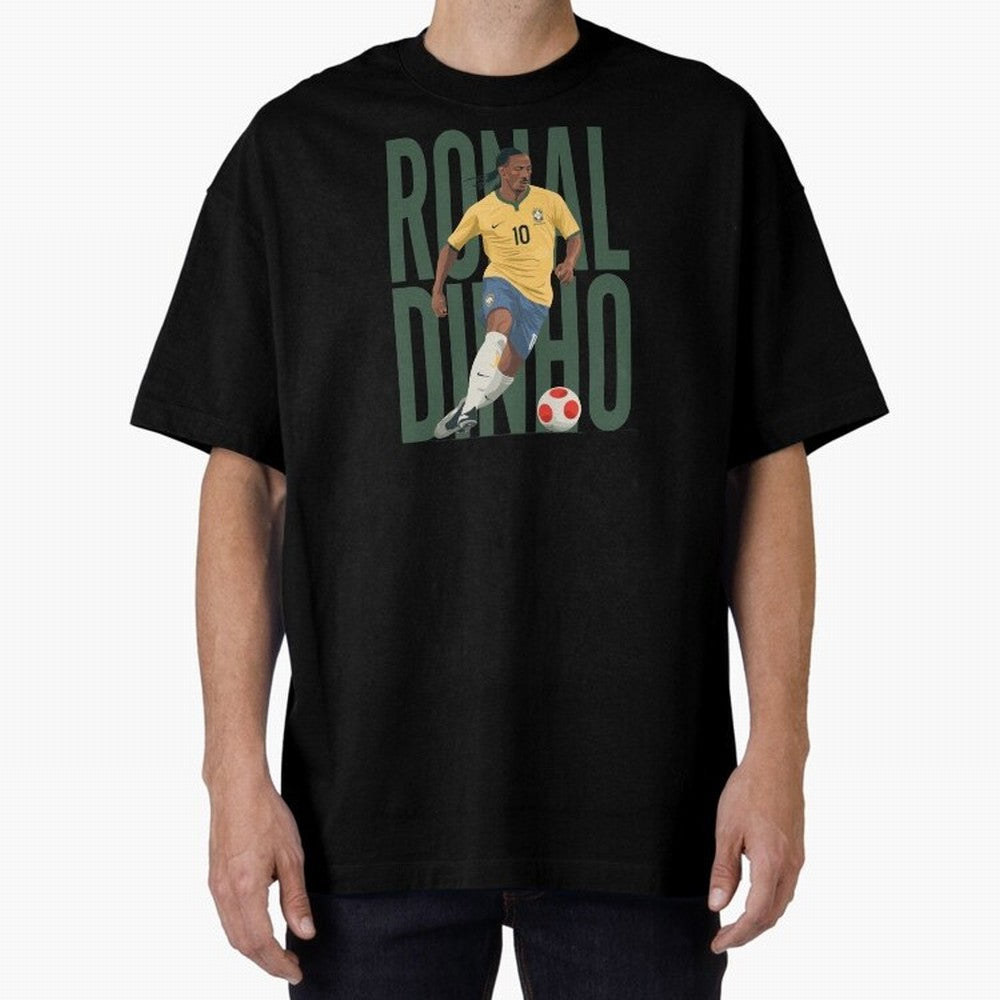 Ronaldinho Gaucho in action Minimalist Graphic Premium T-Shirt Capture Stadium Memories from FIFA World Cup 2026 for Fans of Neymar and Portugal, Bringing Worldwide Fan Energy, Dramatic Goals, Stadium Lights and Championship Celebrations; Made for
