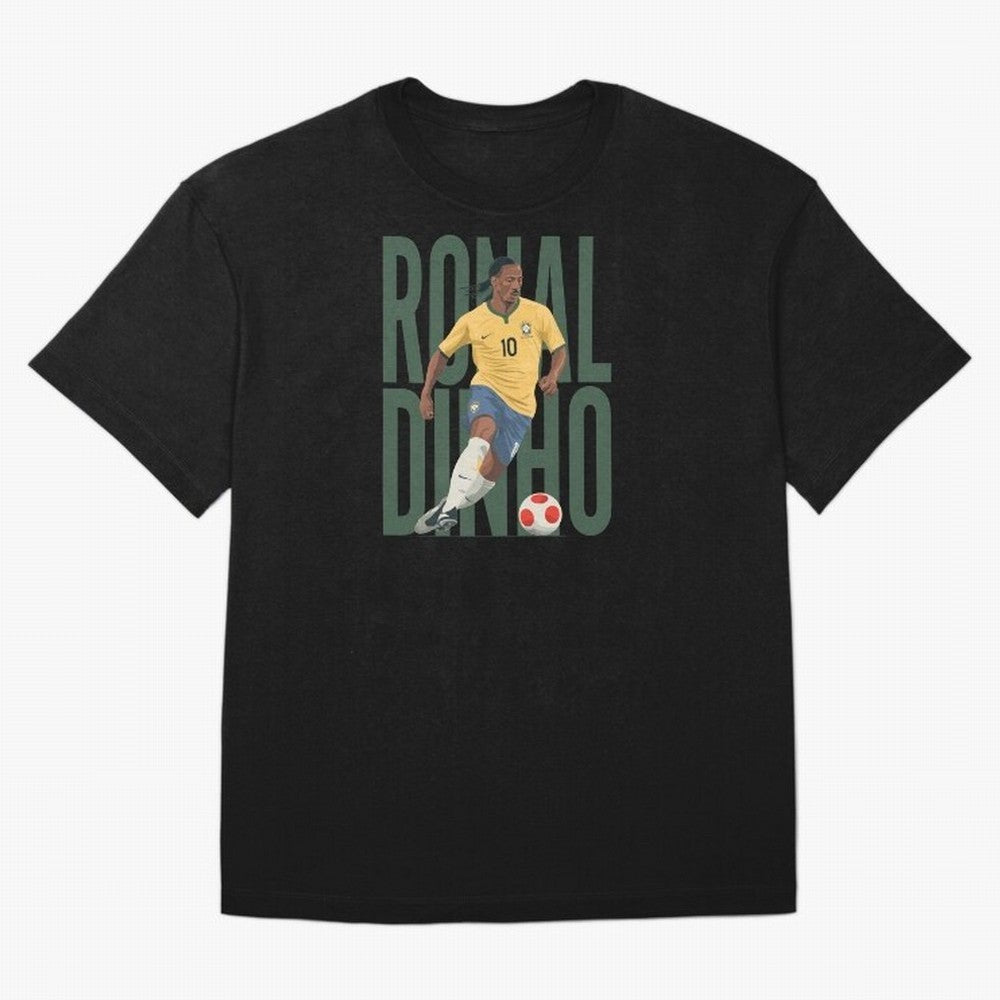 Ronaldinho Gaucho in action Minimalist Graphic Premium T-Shirt Capture Stadium Memories from FIFA World Cup 2026 for Fans of Neymar and Portugal, Bringing Worldwide Fan Energy, Dramatic Goals, Stadium Lights and Championship Celebrations; Made for