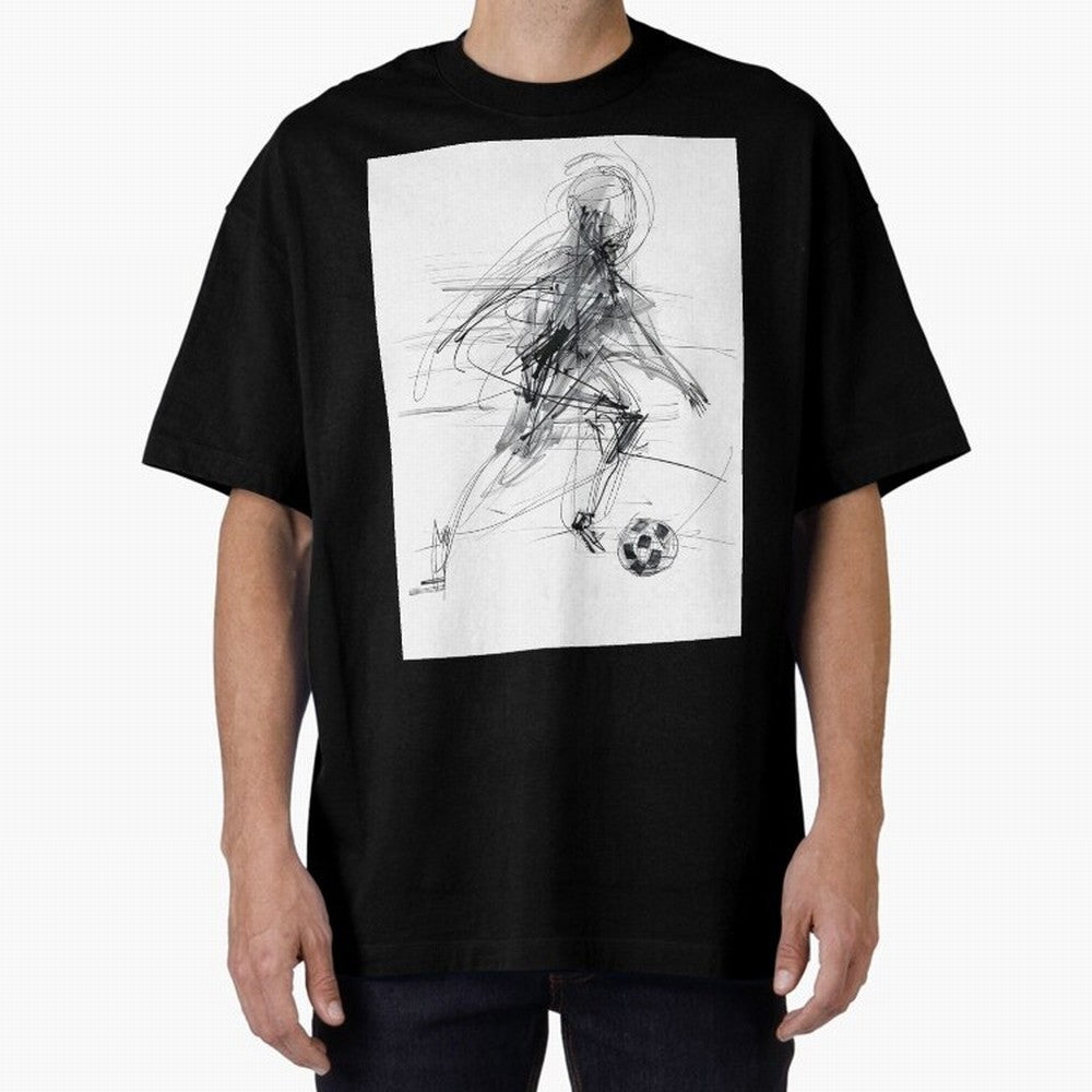 Abstract Soccer Player Sketch ¡ª Minimal Line Art Design Premium T-Shirt Live for the Drama of FIFA World Cup 2026 Group Stage Spirit, Made for England and Germany, Cristiano Ronaldo, Haaland and CR7, Global Supporter Spirit, Legendary Goals,