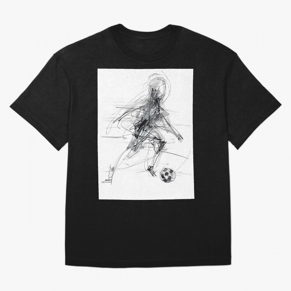 Abstract Soccer Player Sketch ¡ª Minimal Line Art Design Premium T-Shirt Live for the Drama of FIFA World Cup 2026 Group Stage Spirit, Made for England and Germany, Cristiano Ronaldo, Haaland and CR7, Global Supporter Spirit, Legendary Goals,