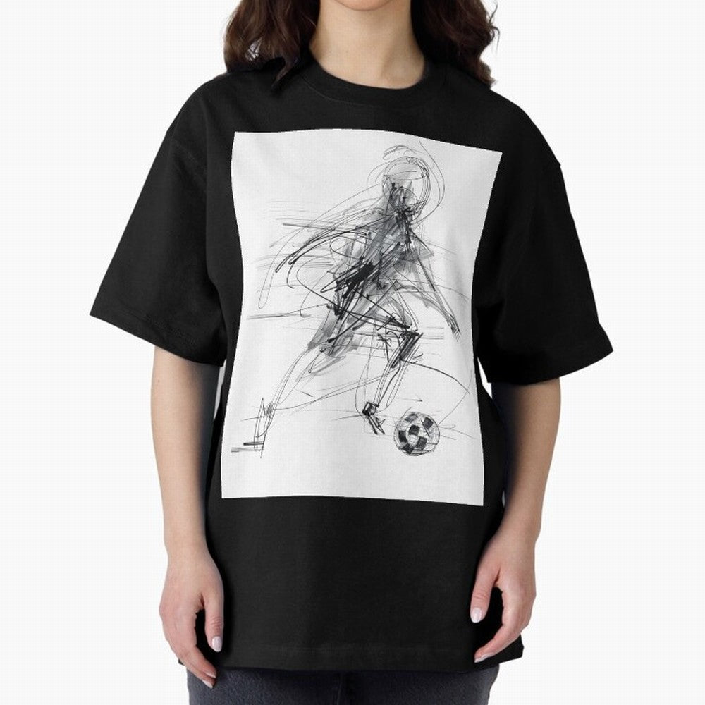 Abstract Soccer Player Sketch ¡ª Minimal Line Art Design Premium T-Shirt Live for the Drama of FIFA World Cup 2026 Group Stage Spirit, Made for England and Germany, Cristiano Ronaldo, Haaland and CR7, Global Supporter Spirit, Legendary Goals,