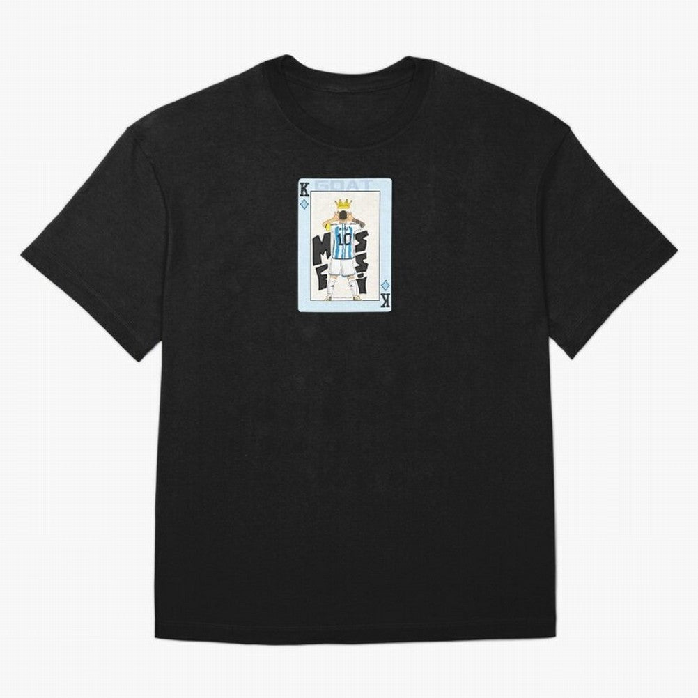 Deck of cards Messi Premium T-Shirt Bring International Match Energy to FIFA World Cup 2026 USA Canada Mexico Celebrating Messi and Cristiano Ronaldo, Argentina and Brazil Energy, Retro Football Energy, Iconic Rivalries, Trophy Chase Drama and