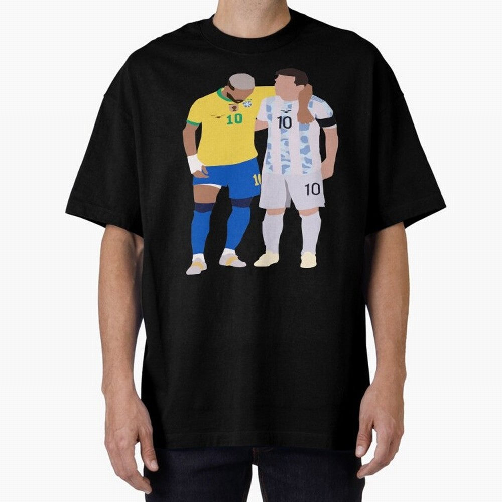 Messi and Neymar Copa America Friends Oversized T-Shirt Stand Out with Spirit from FIFA World Cup 2026 USA Canada Mexico for Fans of CR7 and England and Germany, Bringing Football Passion, Legendary Performances, Festival Vibes and Supporter