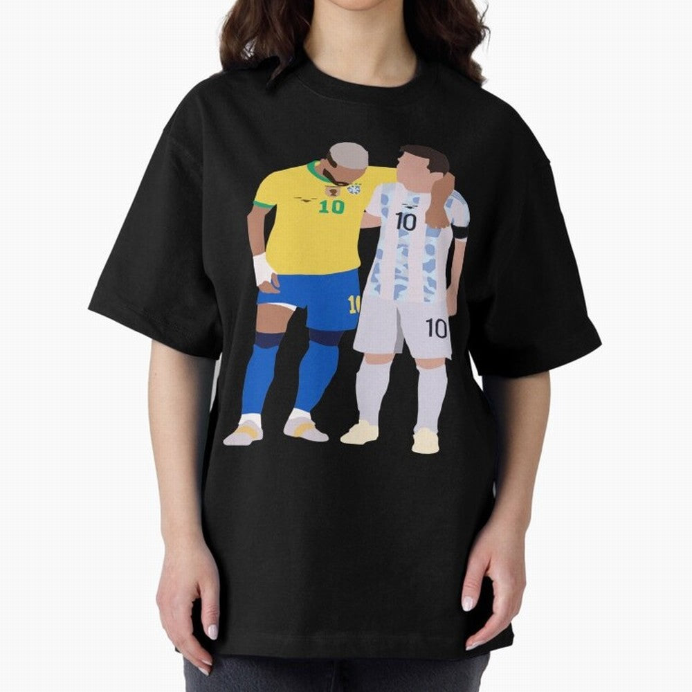 Messi and Neymar Copa America Friends Oversized T-Shirt Stand Out with Spirit from FIFA World Cup 2026 USA Canada Mexico for Fans of CR7 and England and Germany, Bringing Football Passion, Legendary Performances, Festival Vibes and Supporter