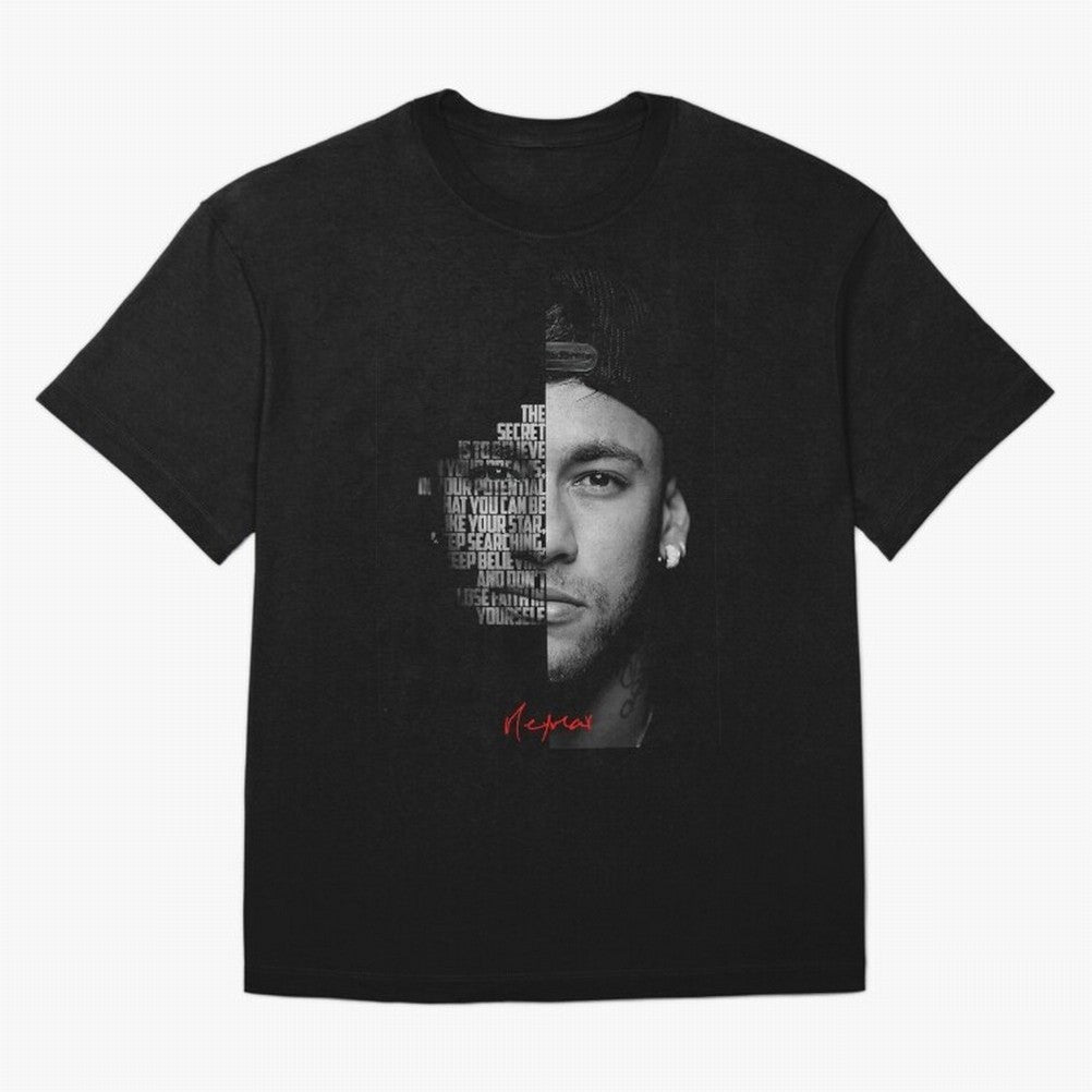 Black and white Neymar Jr quote. Oversized T-Shirt Remember the FIFA World Cup 2026 Journey through Messi, Neymar and Mbappe Highlights, Netherlands Pride, Retro Football Energy, Iconic Rivalries, Trophy Chase Drama and Stadium Atmosphere; Made for