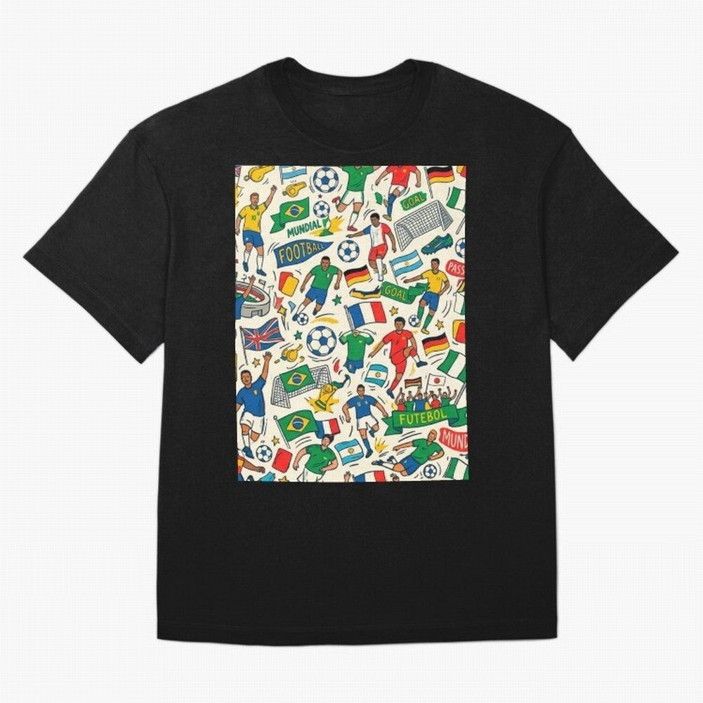 World Cup 2026: Global Football Fever Oversized T-Shirt Upgrade the FIFA World Cup 2026 Group Stage Journey through Messi Highlights, France and Portugal Pride, Classic Soccer Heritage, Championship Pressure, Fan Loyalty and International Pride;