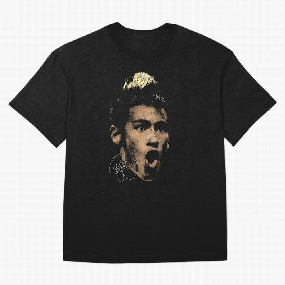 Young Neymar Illustration Oversized T-Shirt Celebrate Golden Goal Energy in FIFA World Cup 2026 USA Canada Mexico for Fans of Cristiano Ronaldo and Portugal, Spain and Germany, Bringing Game Day Rituals, Football Legends, Country Pride and the Road