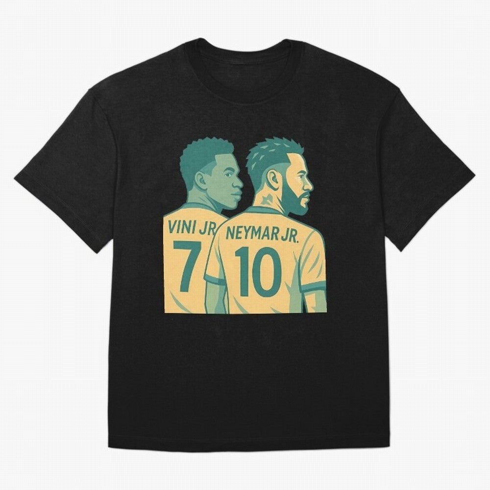 Vini Jr and Neymar Jr side-by-side Classic T-Shirt Honor FIFA World Cup 2026 USA Canada Mexico for Fans of Messi, CR7 and Mbappe and England and Germany, Bringing Stadium Chants, National Pride, Trophy Dreams and Unforgettable Football Memories;