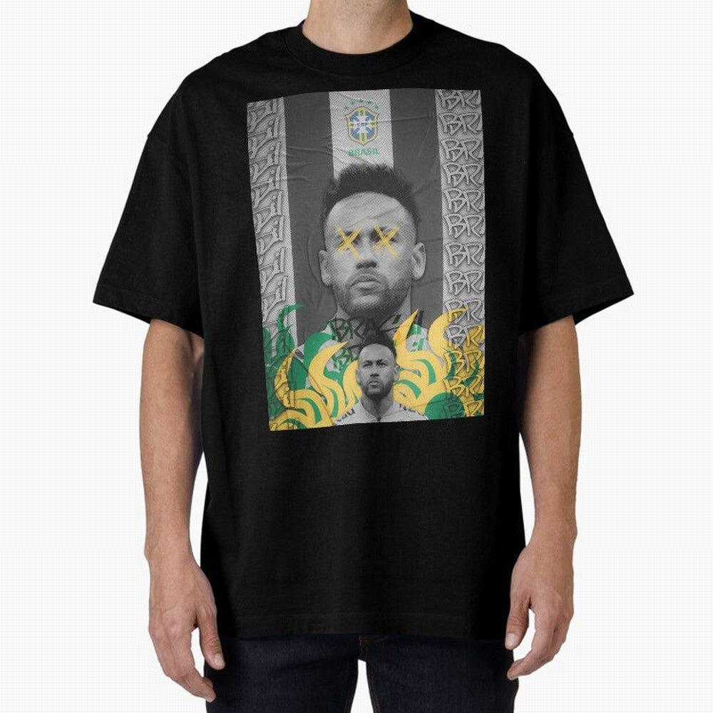 Brazil Football Star Grunge Poster Oversized T-Shirt Enjoy the FIFA World Cup 2026 USA Canada Mexico Journey through Cristiano Ronaldo, Haaland and CR7 Highlights, Argentina and Brazil Pride, Football History, Final Match Energy, Crowd Noise and