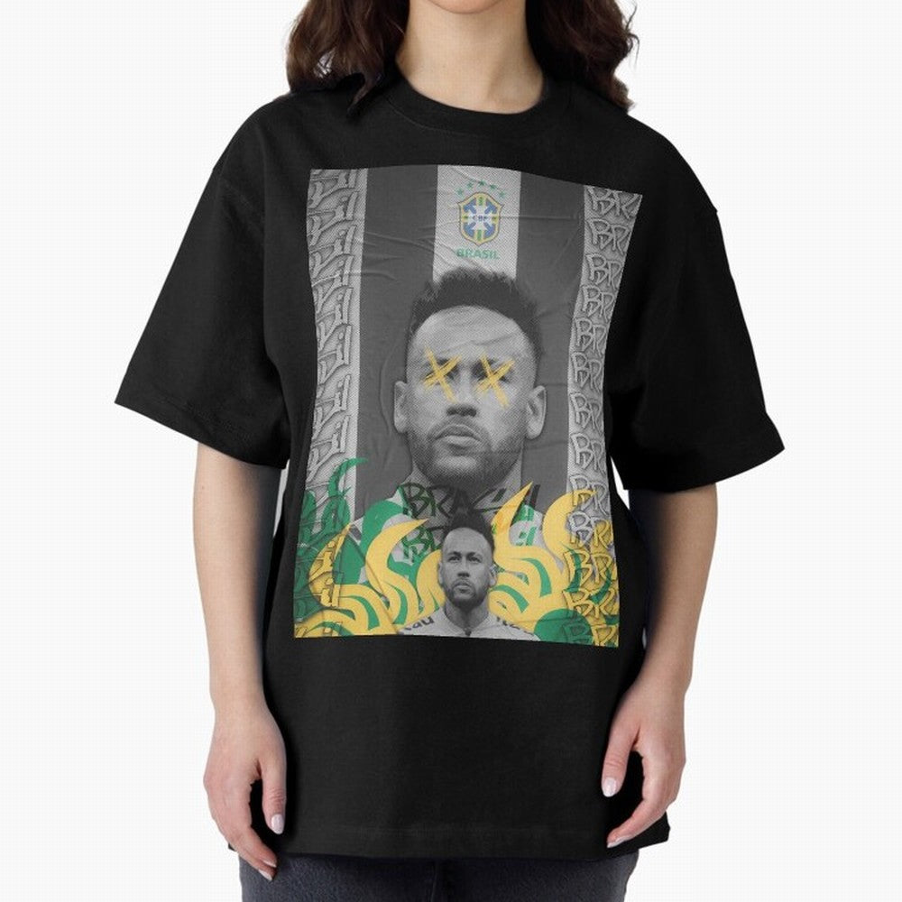 Brazil Football Star Grunge Poster Oversized T-Shirt Enjoy the FIFA World Cup 2026 USA Canada Mexico Journey through Cristiano Ronaldo, Haaland and CR7 Highlights, Argentina and Brazil Pride, Football History, Final Match Energy, Crowd Noise and