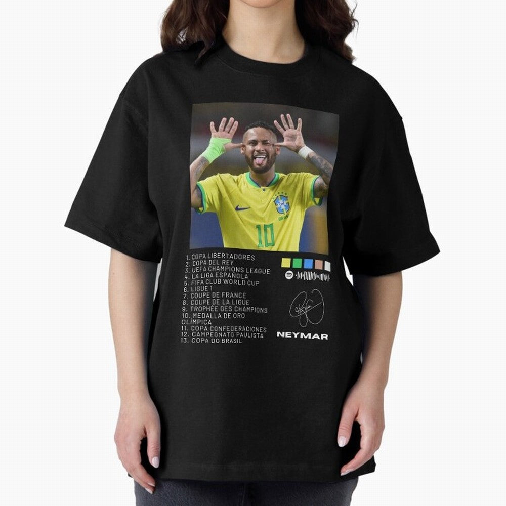 Neymar Brazil 10 Oversized T-Shirt Relive Legendary Nights from FIFA World Cup 2026 USA Canada Mexico Spirit, Driven by Argentina and Brazil, Messi and Cristiano Ronaldo, Champion Mindset, Group Stage Buzz, Knockout Tension and Passionate Fan