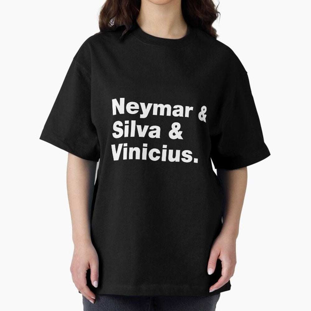 Neymar + Silva + Vinicius - Brazil Brazilian World Cup Squad Team Players Football Soccer Qatar WC 22 Oversized T-Shirt Embrace FIFA World Cup 2026 for Fans of CR7 and Messi and England, Bringing Goal Celebration Energy, Supporter Heritage,