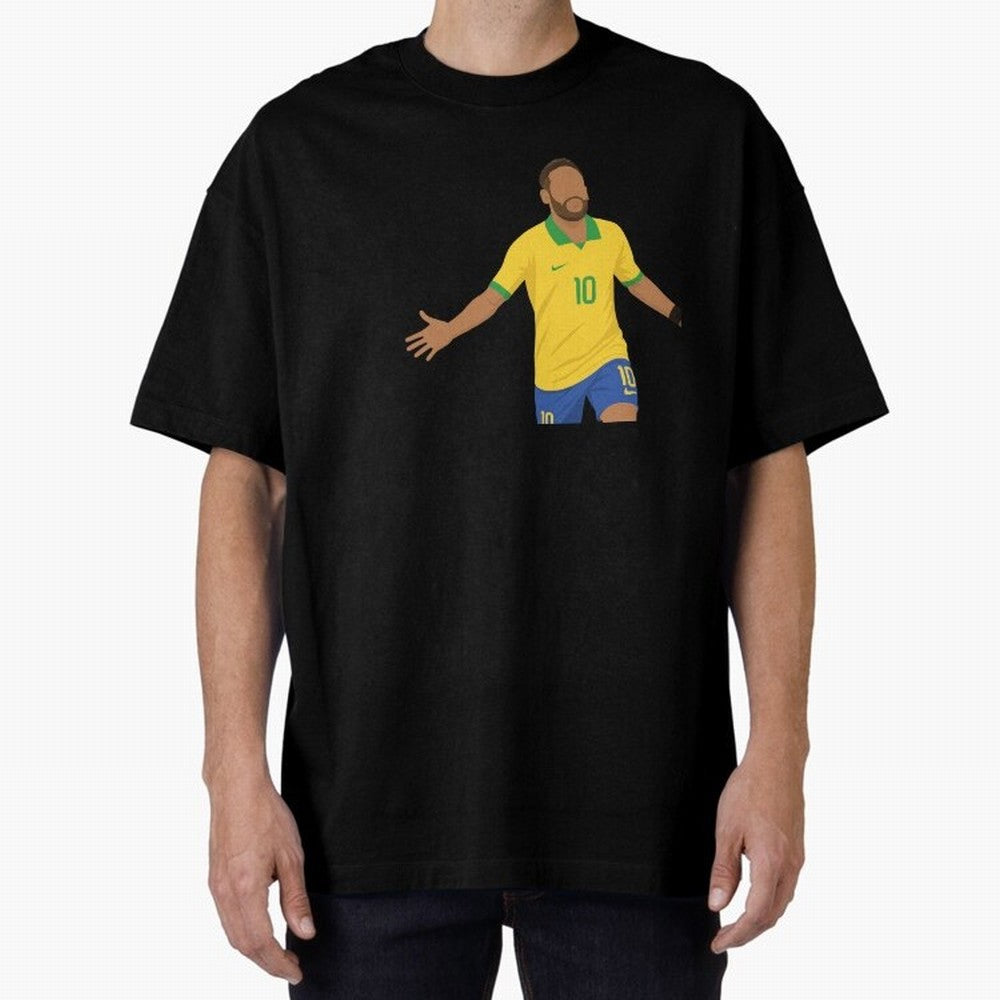 Neymar Jr in Yellow Glory Sticker Oversized T-Shirt Keep Football History Alive during FIFA World Cup 2026 for Fans of Mbappe and Argentina, Bringing Match Day Excitement, Supporter Culture, Golden Goals and Global Football Passion; Made for