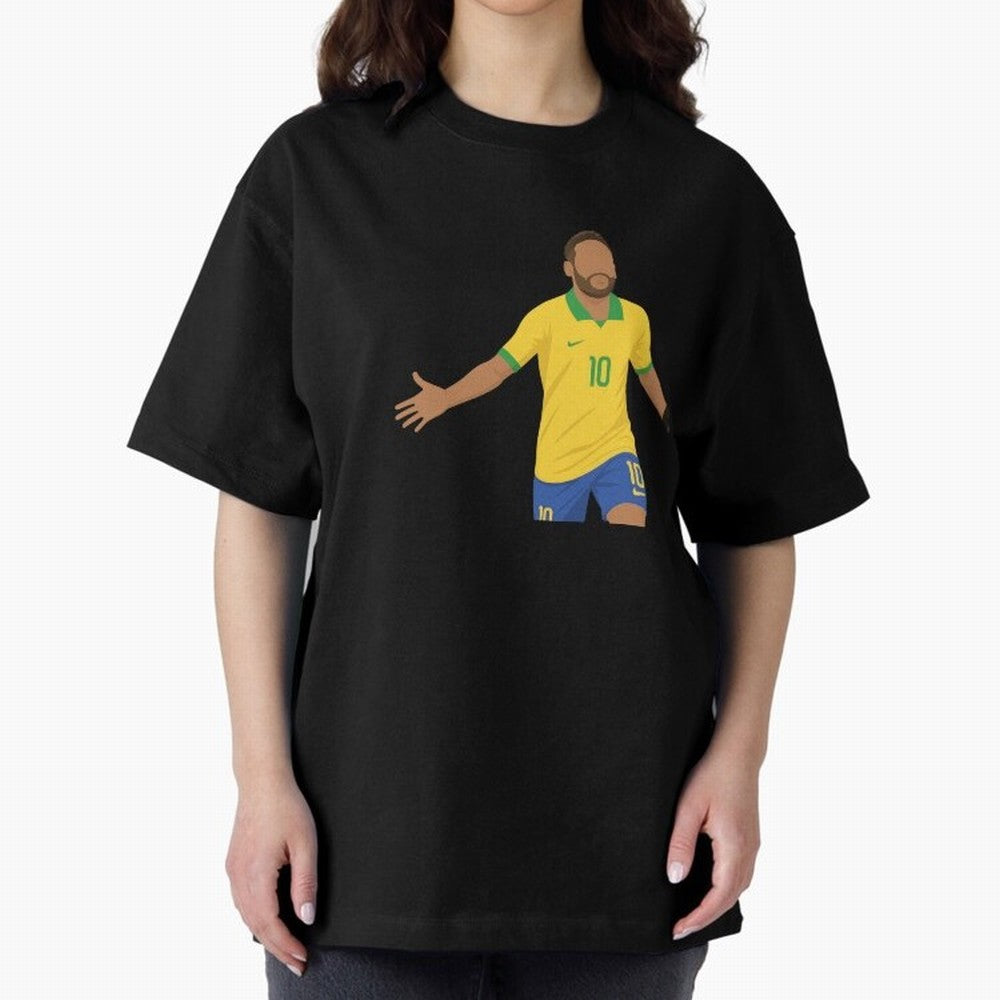 Neymar Jr in Yellow Glory Sticker Oversized T-Shirt Keep Football History Alive during FIFA World Cup 2026 for Fans of Mbappe and Argentina, Bringing Match Day Excitement, Supporter Culture, Golden Goals and Global Football Passion; Made for