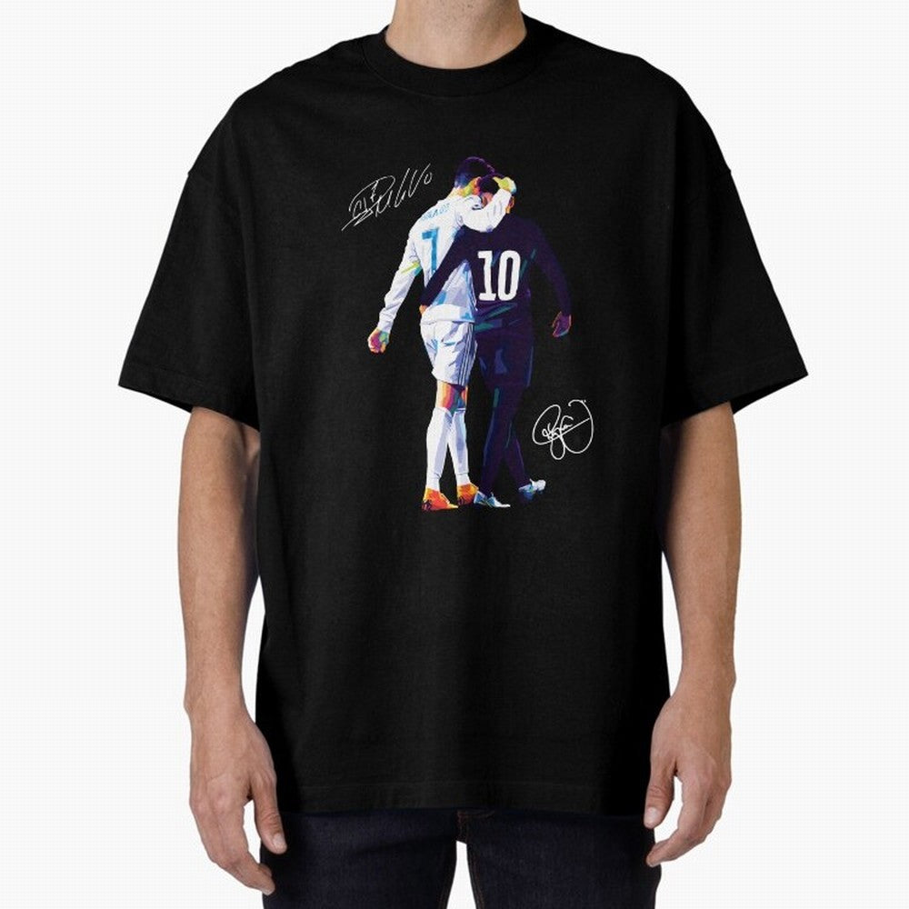 Cristiano Ronaldo and Neymar Jr Wpap Art Oversized T-Shirt Join Supporters Worldwide for Global Football Passion for FIFA World Cup 2026 Group Stage, Connected to Messi and Cristiano Ronaldo, Brazil, Championship Spirit, Famous Goals, Roaring