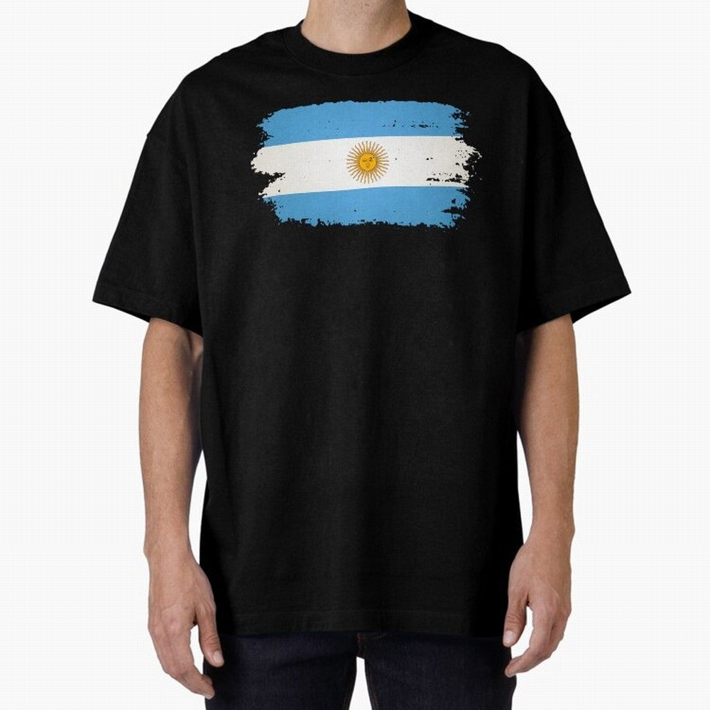 ARGENTINIAN FLAG PRINT Oversized T-Shirt Spotlight the FIFA World Cup 2026 Group Stage Journey through Messi and Cristiano Ronaldo Highlights, Argentina Pride, Tournament Hype, Historic Matchups, Family Viewing Parties and Global Sports Pride;