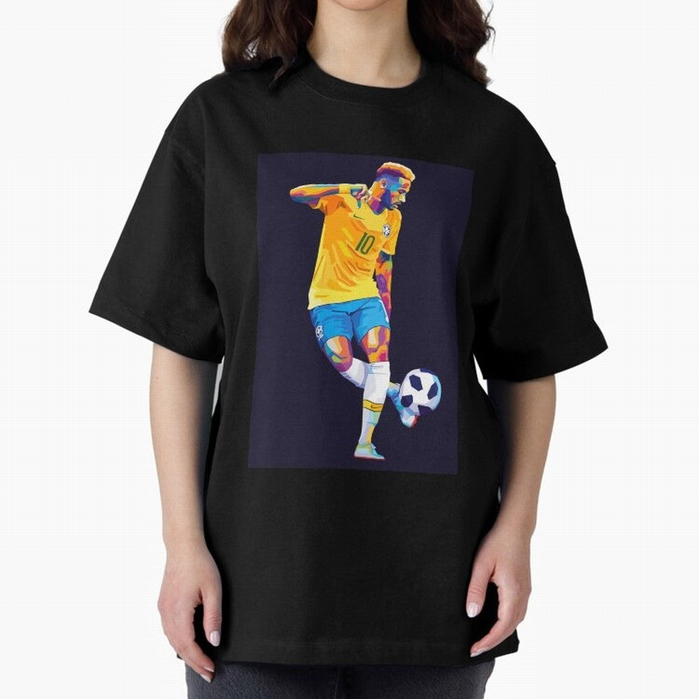 Neymar Jr Wpap pop art Oversized T-Shirt Remember Iconic Moments from Match Day Hype around FIFA World Cup 2026, Messi, CR7 and Mbappe, England, France and Netherlands, Global Supporter Spirit, Legendary Goals, National Colors and Tournament