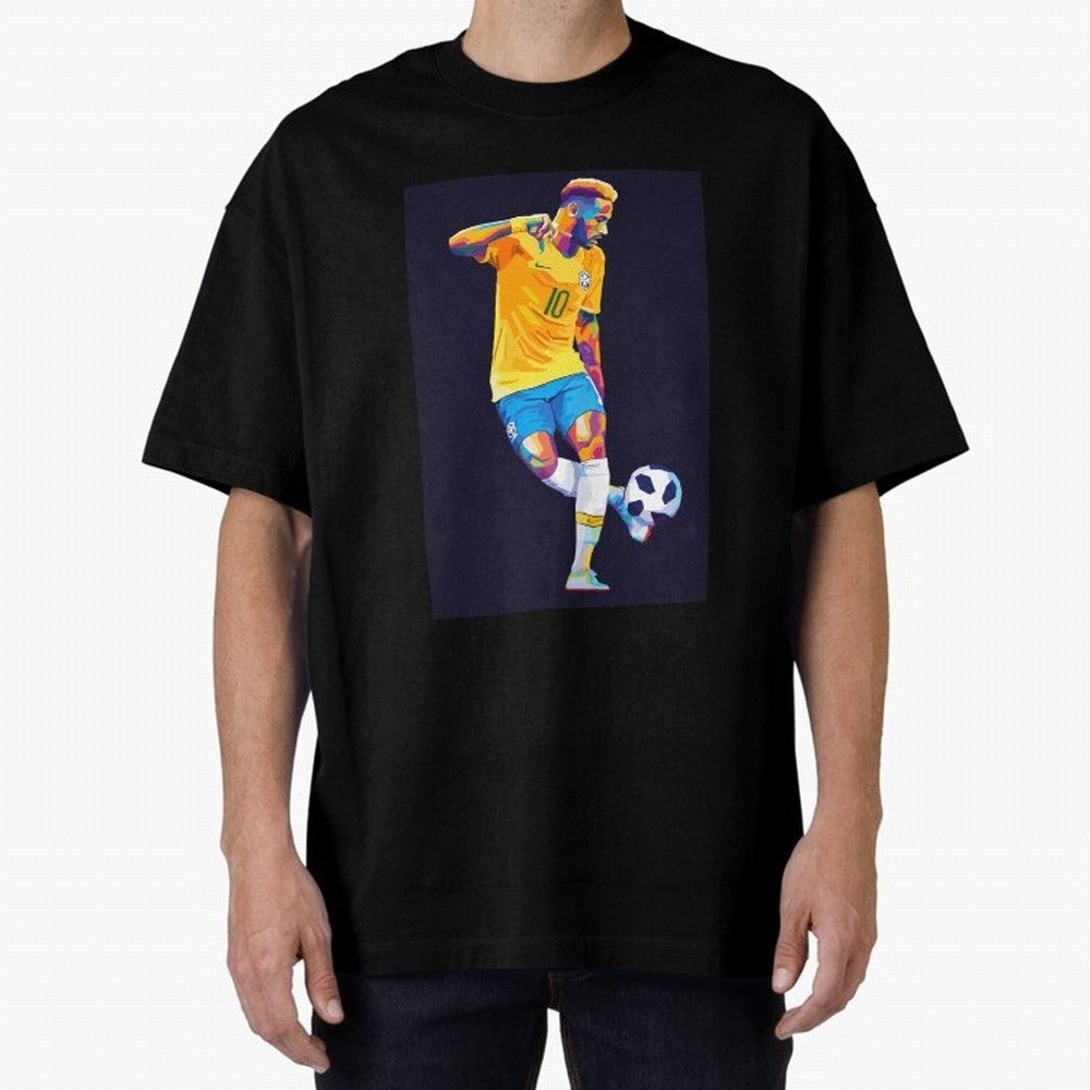 Neymar Jr Wpap pop art Oversized T-Shirt Remember Iconic Moments from Match Day Hype around FIFA World Cup 2026, Messi, CR7 and Mbappe, England, France and Netherlands, Global Supporter Spirit, Legendary Goals, National Colors and Tournament