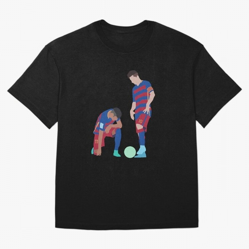 Messi and Neymar Football Free Kick Classic T-Shirt Honor Football Greatness during Global Football Passion for FIFA World Cup 2026 USA Canada Mexico, Celebrating Messi, CR7 and Mbappe, Portugal, Spain and Germany, Sports Nostalgia, International