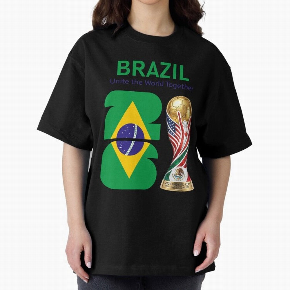 World Cup 2026, IMG 018, BRAZIL 002 Oversized T-Shirt Elevate the FIFA World Cup 2026 Journey through CR7 and Messi Highlights, Argentina and Brazil Pride, Sports Nostalgia, International Competition, Famous Players and Unforgettable Victories;