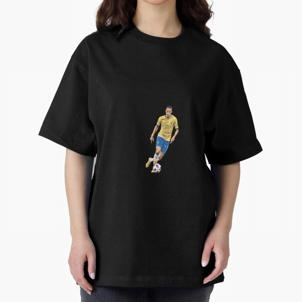 Brazilian Football Player Oversized T-Shirt Celebrate National Team Dreams in Global Football Passion for FIFA World Cup 2026, Connected to Messi, Neymar and Mbappe, Portugal, Spain and Germany, Football Passion, Legendary Performances, Festival