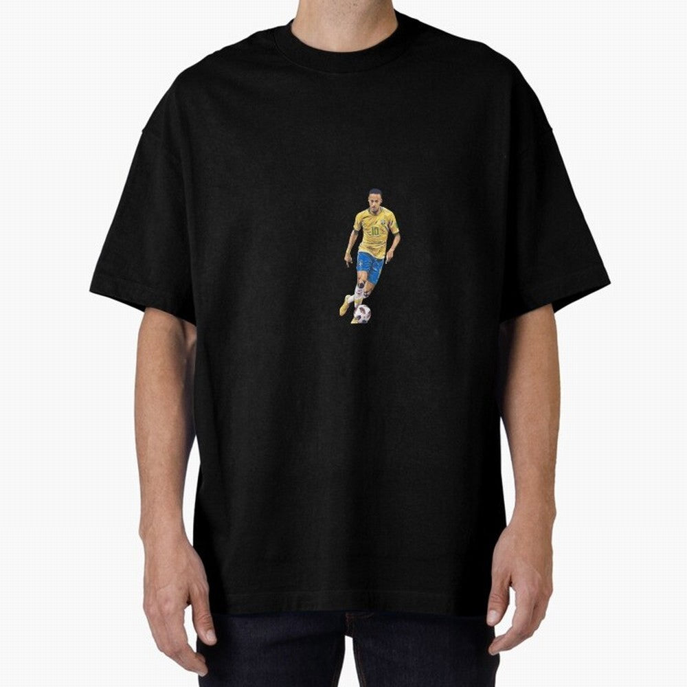 Brazilian Football Player Oversized T-Shirt Celebrate National Team Dreams in Global Football Passion for FIFA World Cup 2026, Connected to Messi, Neymar and Mbappe, Portugal, Spain and Germany, Football Passion, Legendary Performances, Festival