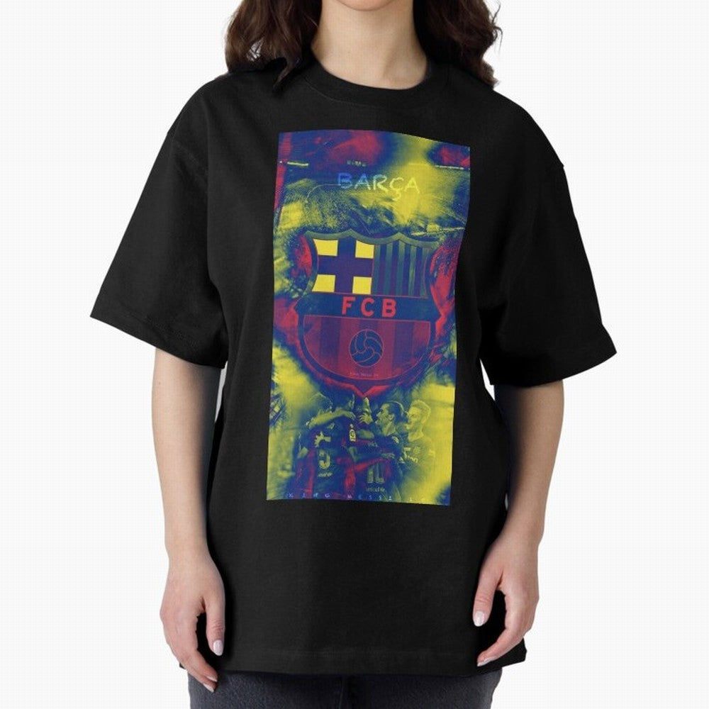 barcelona Oversized T-Shirt Turn Up for Global Football Passion for FIFA World Cup 2026, Built around Messi, CR7 and Mbappe, Portugal, Spain and Germany, Worldwide Fan Energy, Dramatic Goals, Stadium Lights and Championship Celebrations; Ideal for