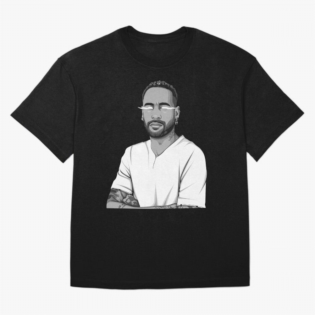 Neymar Jr. Black and White Version Oversized T-Shirt Celebrate Global Passion for the FIFA World Cup 2026 Journey through Messi, CR7 and Mbappe Highlights, England, France and Netherlands Pride, Global Supporter Spirit, Legendary Goals, National
