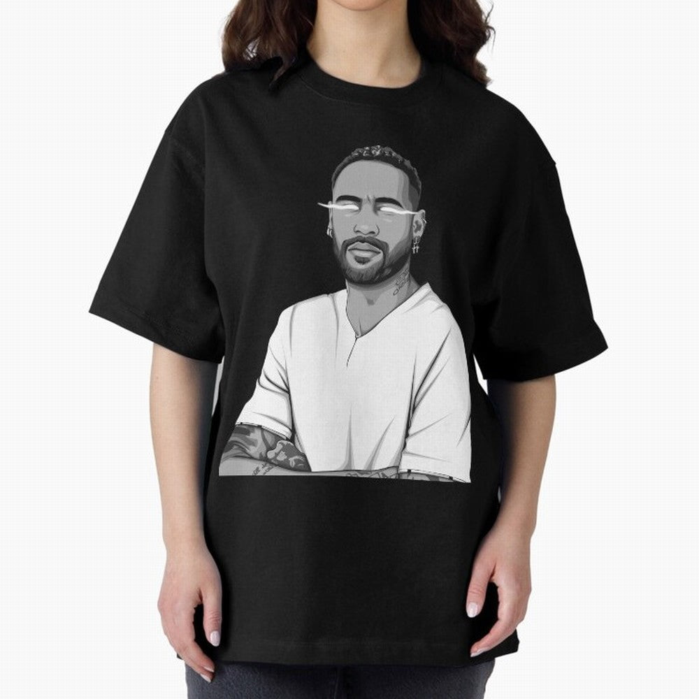 Neymar Jr. Black and White Version Oversized T-Shirt Celebrate Global Passion for the FIFA World Cup 2026 Journey through Messi, CR7 and Mbappe Highlights, England, France and Netherlands Pride, Global Supporter Spirit, Legendary Goals, National
