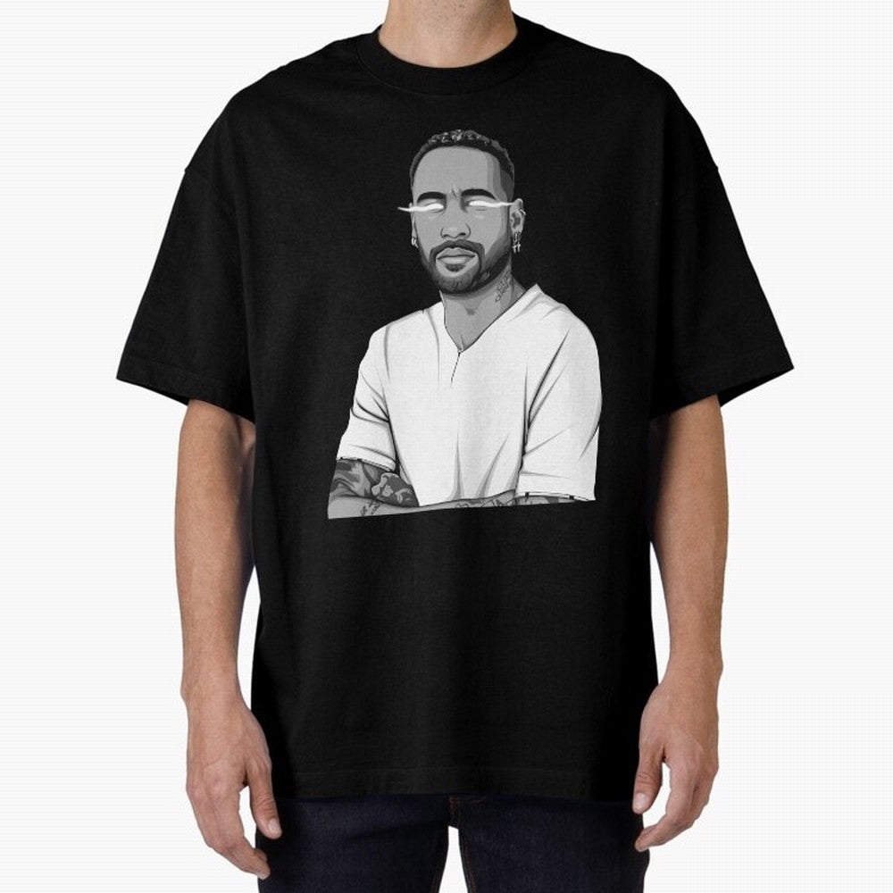Neymar Jr. Black and White Version Oversized T-Shirt Celebrate Global Passion for the FIFA World Cup 2026 Journey through Messi, CR7 and Mbappe Highlights, England, France and Netherlands Pride, Global Supporter Spirit, Legendary Goals, National