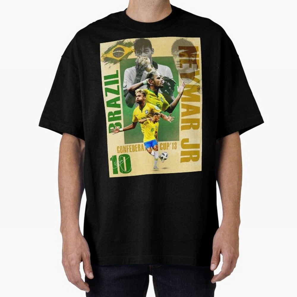 Neymar Jr Brazil World Cup Poster, Soccer Football Wall Art Print Decor Premium T-Shirt Support Iconic Players in Match Day Hype around FIFA World Cup 2026, Mbappe and Neymar, France, Goal Celebration Energy, Supporter Heritage, Football Icons and