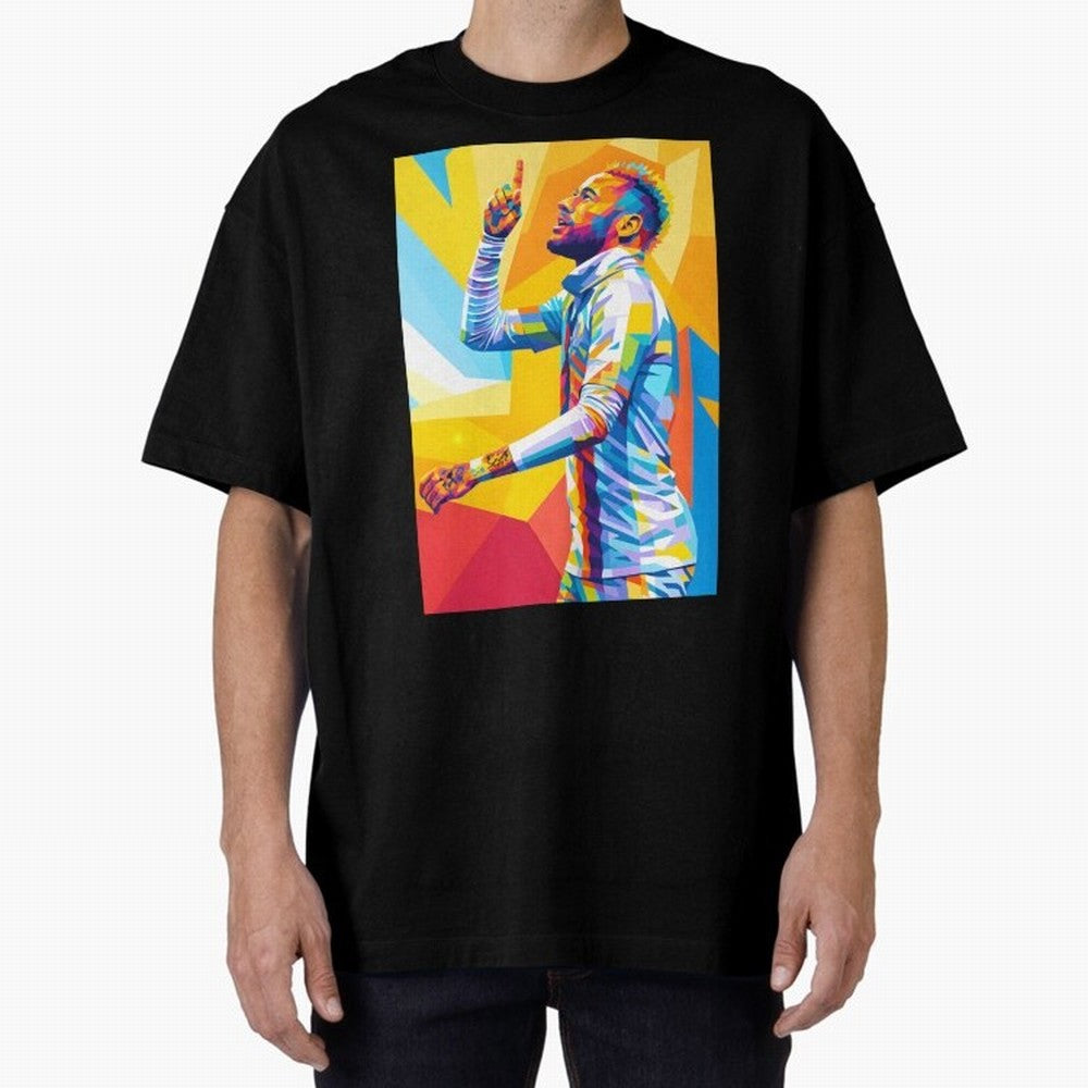 Neymar Pop Art Oversized T-Shirt Bring International Match Energy to FIFA World Cup 2026 Group Stage Inspired by Messi, Brazil Energy, Championship Spirit, Famous Goals, Roaring Crowds and International Football Unity; Great for Watch Parties,